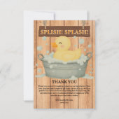 Rustic Rubber Ducky Bubbles Baby shower Bedankkaart (Voorkant)