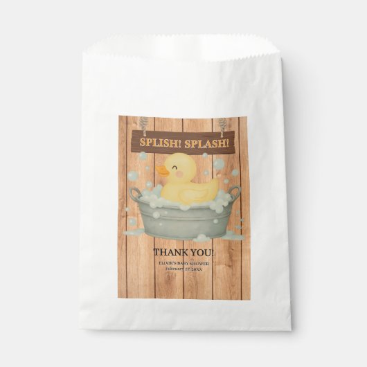 Rustic Rubber Ducky Bubbles Baby shower Bedankzakje (Voorkant)