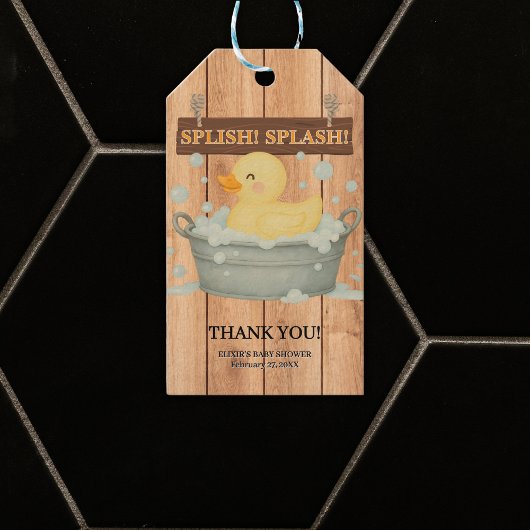 Rustic Rubber Ducky Bubbles Baby shower Cadeaulabel