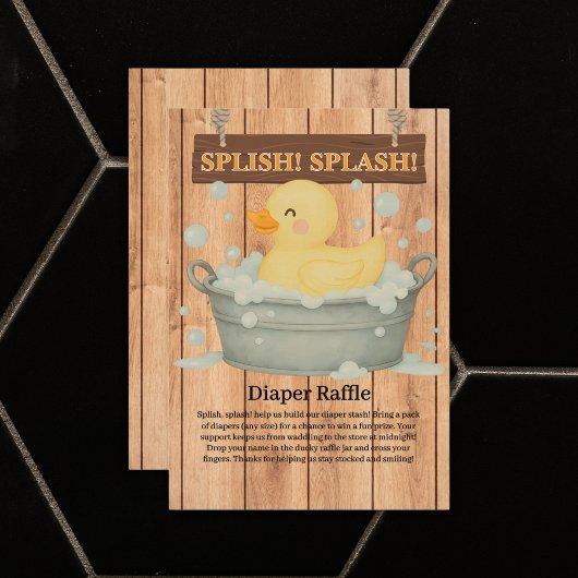 Rustic Rubber Ducky Bubbles Baby shower Informatiekaartje