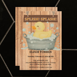 Rustic Rubber Ducky Bubbles Baby shower Kaart