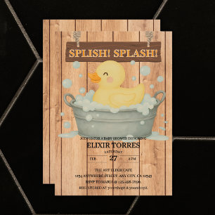 Rustic Rubber Ducky Bubbles Baby shower Kaart