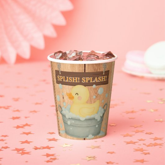 Rustic Rubber Ducky Bubbles Baby shower Papieren Bekers (Insitu)
