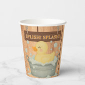 Rustic Rubber Ducky Bubbles Baby shower Papieren Bekers (Achterkant)
