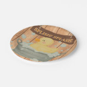 Rustic Rubber Ducky Bubbles Baby shower Papieren Bordje (Gekanteld)