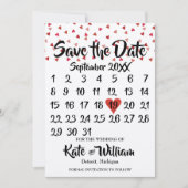 Rustic Ruby Red Love Hart Kalender Bewaar de Datum Save The Date (Voorkant)