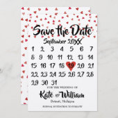Rustic Ruby Red Love Hart Kalender Bewaar de Datum Save The Date (Voorkant / Achterkant)