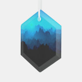 Rustic Rugged Blue Jagged Mountains Suncatcher Glas Ornament (Voorkant links)