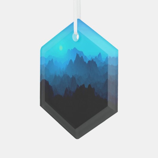 Rustic Rugged Blue Jagged Mountains Suncatcher Glas Ornament (Voorkant links)