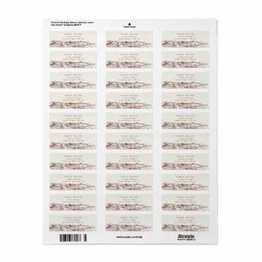 Rustic Rust Brown Winery Mountain Sketch Adres Etiket (Full Sheet)