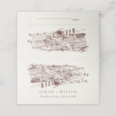 Rustic Rust Brown Winery Mountain Sketch Wedding Plaatskaartje (Buitenkant ongevouwen)