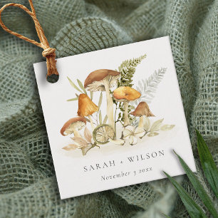 Rustic Rust Oranje paddenstoel Fern Foliage Weddin Bedankjes Labels