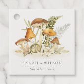 Rustic Rust Oranje paddenstoel Fern Foliage Weddin Bedankjes Labels (Voorkant)