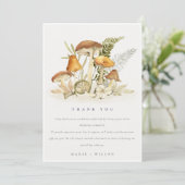 Rustic Rust Oranje paddenstoel Fern Foliage Weddin Bedankkaart (Staand voorkant)