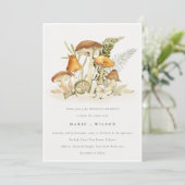 Rustic Rust Oranje paddenstoel Fern Foliage Weddin Kaart (Staand voorkant)