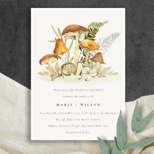 Rustic Rust Oranje paddenstoel Fern Foliage Weddin Kaart