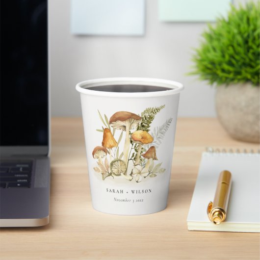 Rustic Rust Oranje paddenstoel Fern Foliage Weddin Papieren Bekers (Insitu)