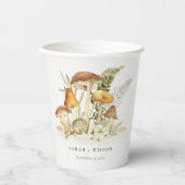 Rustic Rust Oranje paddenstoel Fern Foliage Weddin Papieren Bekers (Voorkant)