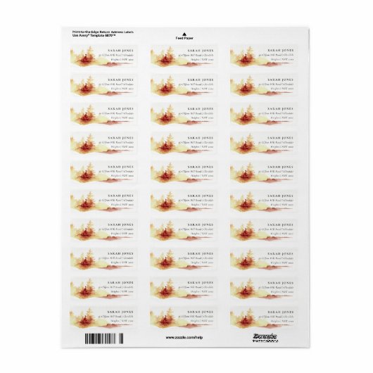 Rustic Rust Oranje Yellow Herfst Trees Adres Etiket (Full Sheet)