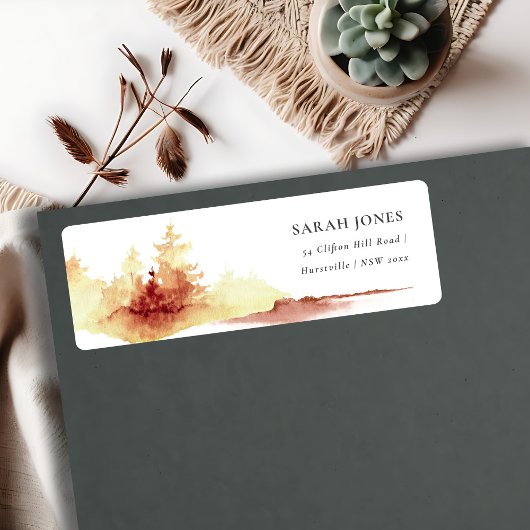 Rustic Rust Oranje Yellow Herfst Trees Adres Etiket