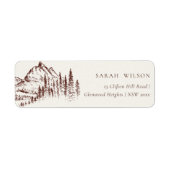 Rustic Rust Pine Bossen Mountain Sketch Adres Etiket (Voorkant)
