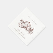 Rustic Rust Pine Bossen Mountain Sketch Wedding Servet (Hoek)