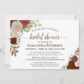 Rustic Rust Sinaasappel Floral Bridal Shower Kaart (Voorkant)