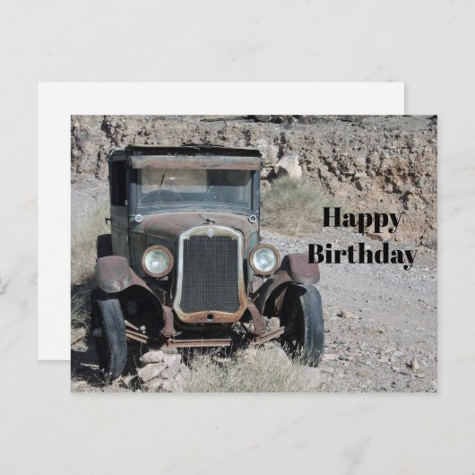 Rustic Rusted Car Photo Birthday Briefkaart (Voorkant / Achterkant)