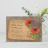 Rustic Rusty Heart Oranje Daisy Country Weddenscha Kaart (Staand voorkant)