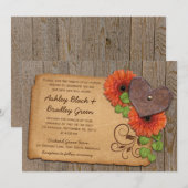 Rustic Rusty Heart Oranje Daisy Country Weddenscha Kaart (Voorkant / Achterkant)