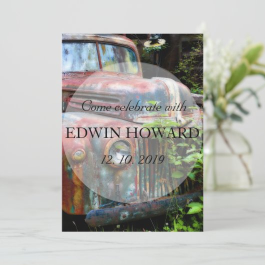 Rustic Rusty Old Truck Birthday Retirement Custom Kaart (Staand voorkant)