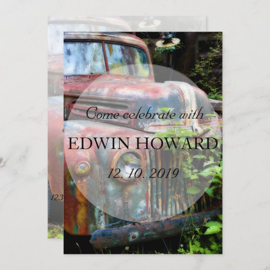 Rustic Rusty Old Truck Birthday Retirement Custom Kaart (Voorkant / Achterkant)