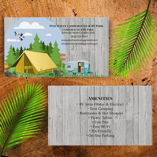 Rustic RV Park Campground Outdoor Design Visitekaartje