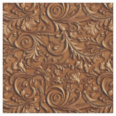 Rustic saddle brown tooled leather stof (Close Up)