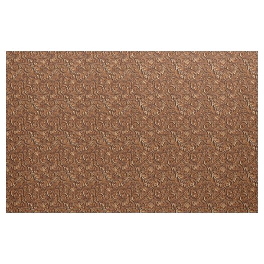 Rustic saddle brown tooled leather stof (Fat Quarter)