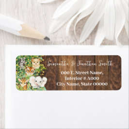 Rustic Safari Animals Baby shower Retouradres Etiket
