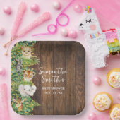 Rustic Safari Animals Gold Glitter Baby shower Papieren Bordje (Feest)