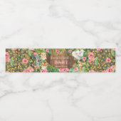 Rustic Safari Animals Pink Flowers Baby Shower Waterfles Etiket (Enkel label)