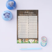 Rustic Safari Baby ABC Baby shower Game Kaart (Enkel)