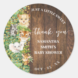 Rustic Safari Baby shower Dank u partij gunst Ronde Sticker