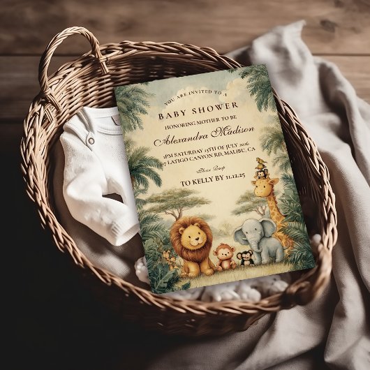 Rustic Safari Friends Baby Shower Kaart