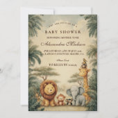 Rustic Safari Friends Baby Shower Kaart (Voorkant)