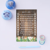 Rustic Safari Guess Wie Baby shower Game Kaart (Enkel)