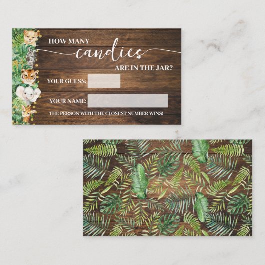 Rustic Safari Hoeveel Snoepjes Douche Game Kaart Plaatskaartje (Voorkant / Achterkant)