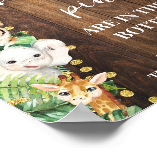Rustic Safari Hoeveel Veiligheidsspelden Baby show Poster (Hoek)