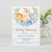 Rustic Safari Oerwoud Animals Boy Baby shower Kaart (Staand voorkant)