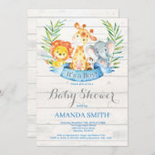 Rustic Safari Oerwoud Animals Boy Baby shower Kaart (Voorkant / Achterkant)