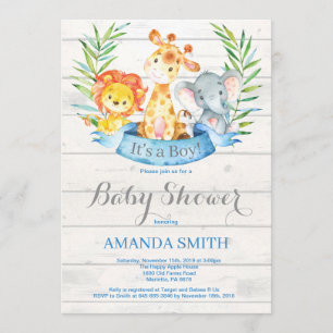 Rustic Safari Oerwoud Animals Boy Baby shower Kaart