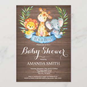 Rustic Safari Oerwoud Animals Boy Baby shower Kaart