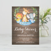Rustic Safari Oerwoud Animals Boy Baby shower Kaart (Staand voorkant)